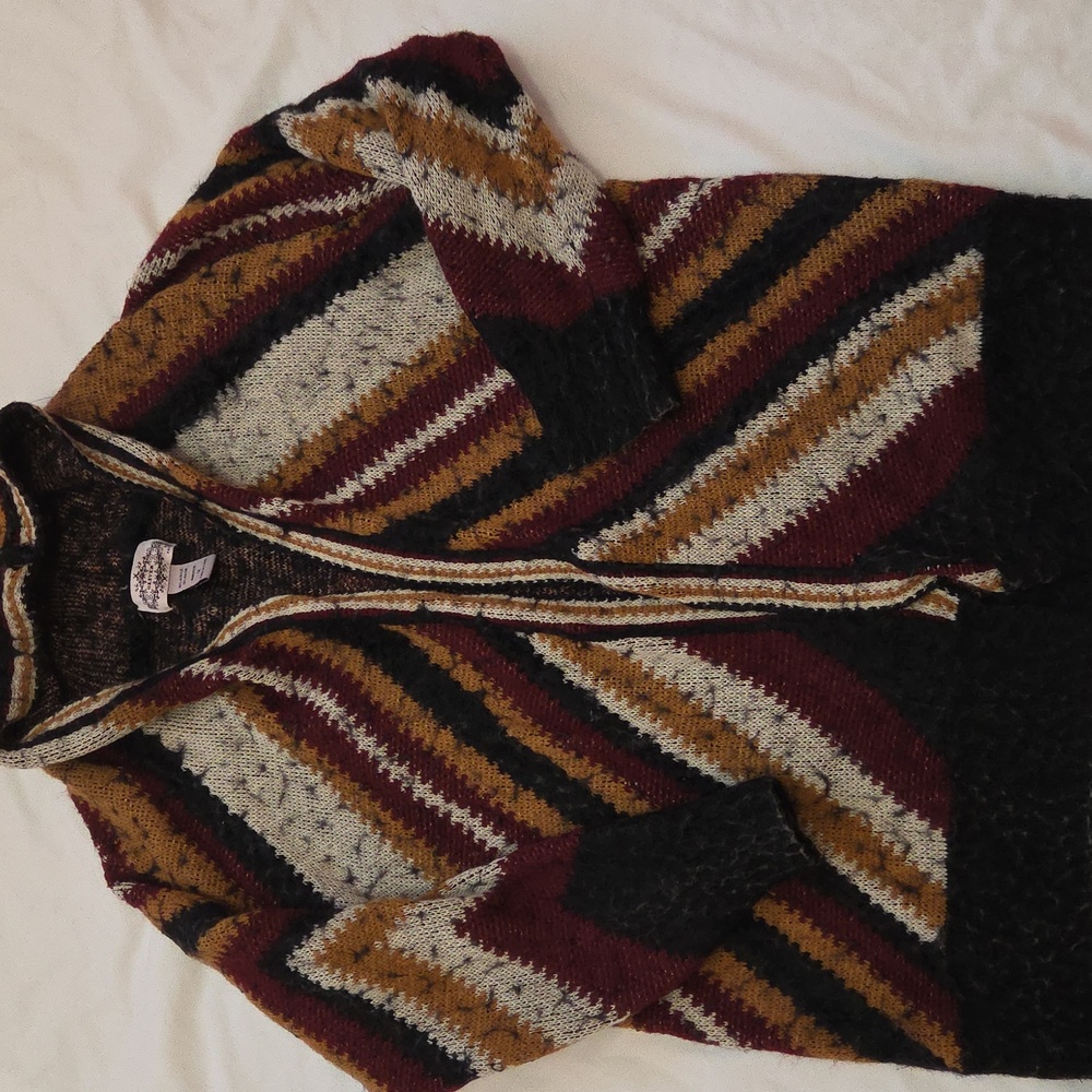 Oliver Multicolor Striped Textured Knit Cardigan Womens Size Medium